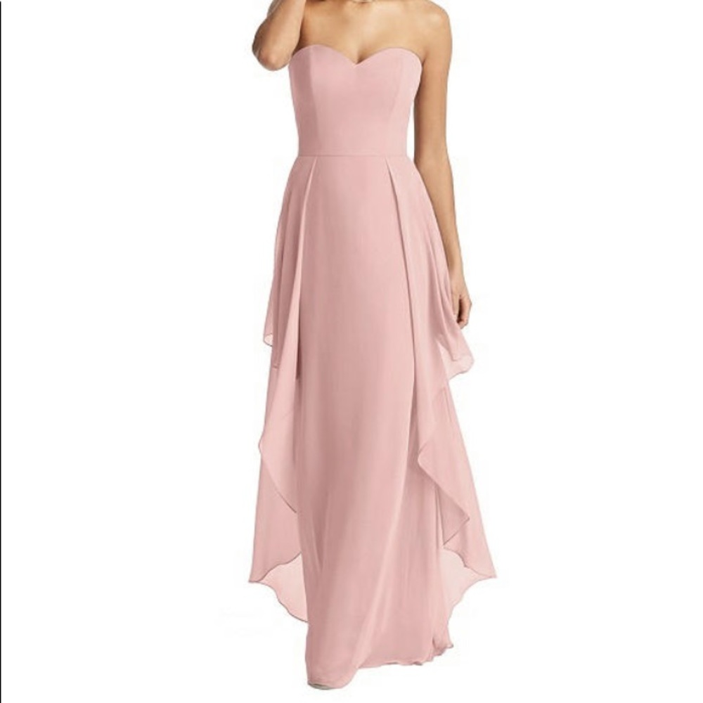 NWOT Social Bridesmaids Strapless Chiffon Dress